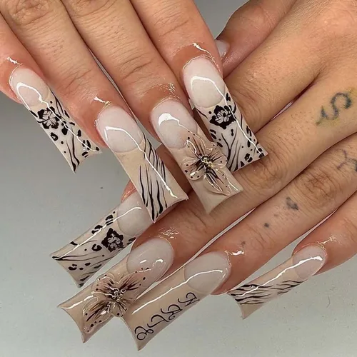 Vista 17 de Lindas uñas a presión de tamaño mediano - Uñas falsas cuadradas con punta francesa, uñas acrílicas rojas de cobertura completa brillantes