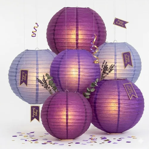 Vista 3 de Andaz Press - Juego de farol de papel para colgar, 1 Lavanda Ciruela Royal Purple