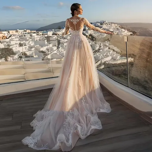 Vista 56 de Vestido de novia formal sin tirantes con encaje, largo de sirena para mujer 2019 WD162