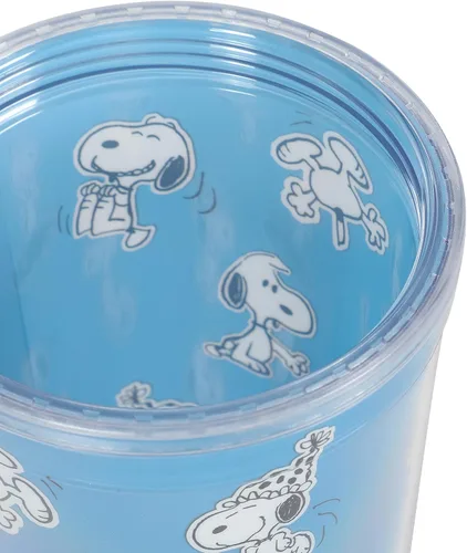 Vista 4 de Peanuts Snoopy 70th Anniversary - Juego de vasos de doble pared de 23.6 onzas con tapas y pajitas