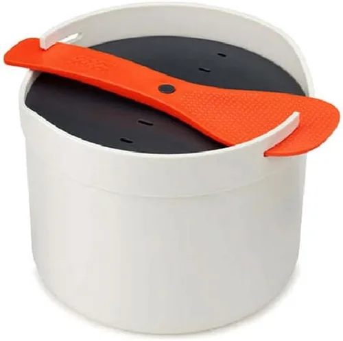 Vista 5 de Joseph Joseph M-Cuisine - Juego de cocina apilable para microondas, 4 piezas, olla de 2 litros, vaporera, plancha y tapa, naranja/beige