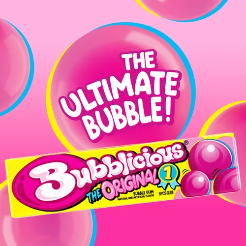Vista 4 de Bubblicious Goma de mascar para adultos y niños, 18 paquetes de 5 piezas (90 piezas en total) Individually Wrapped Bubblegum, Bulk Pack, Great for