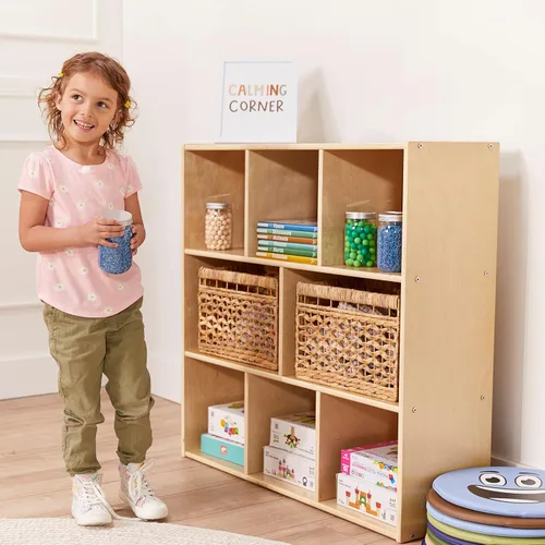 Vista 2 de ECR4Kids Streamline - Armario de almacenamiento de 8 compartimentos, 36 pulgadas, muebles de aula, natural