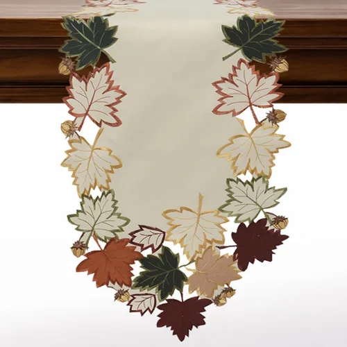 Vista 11 de DECOZEN Camino de Mesa Navideño Dorado con Ciruela – Bufanda Decorativa Bordada para Comedor y Tocador para Mesas Navideñas, Bodas y Fiestas – 14 x