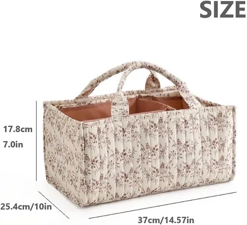 Vista 6 de Organizador floral de pañales para bebé, elegante cesta de almacenamiento resistente al agua para pañales y toallitas para bebé, organizador