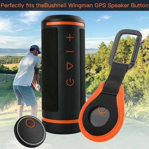 Vista 3 de Xxerciz Funda protectora compatible con Bushnell Wingman 2 Golf GPS altavoz remoto botón soporte con mosquetón, funda protectora de repuesto
