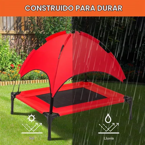 Vista 5 de Cama de malla elevada para perro Best Choice Products, con toldo desmontable, bolsa de viaje, tela transpirable., 30 pulgadas, Rojo