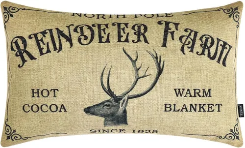 Vista 10 de TRENDIN Funda de almohada de Navidad de 18 x 18 pulgadas para sofá, casa de campo, decoración de invierno, funda de cojín cuadrada de lino