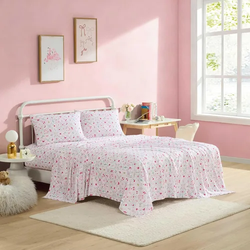 Vista 10 de Betsey Johnson - Juego de sábanas de tamaño individual, ropa de cama de microfibra con estampado Nerdy Teddies con sábana bajera de bolsillo