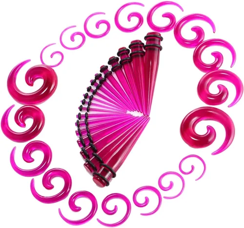 Vista 5 de Yiju Juego de 36 piezas de estiramiento de oídos, tapones de acrílico en espiral para mujeres y hombres, Acrílico, no disponible