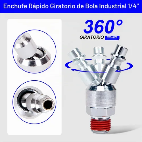 Vista 5 de YOTOO Kit de accesorios para compresor de aire, kit de herramientas de aire NPT de 1/4 pulgadas de alta resistencia con medidor de inflado