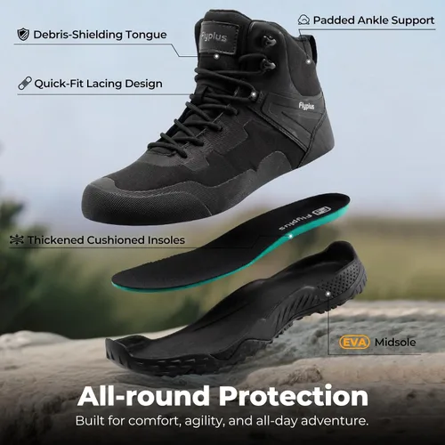 Vista 3 de Men's Military Tactical Boots Waterproof Lightweight Non-Slip negro (Black Tactical)