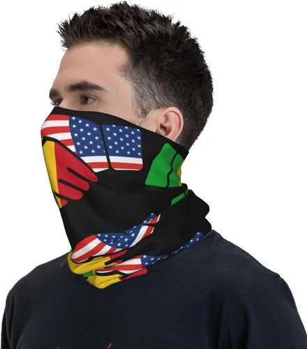 Vista 5 de Neck Gaiter Mali Malian American Flag USA Handshake Face Cover Scarf Uv Sun Protection Balaclava Head Mask for Men Women Fishing Mask Hiking Cycling