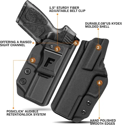 Vista 2 de Funda Taurus G3, funda Forcenter Kydex Ajuste: Taurus g3 Accesorios g3 Taurus para llevar mano derecha Inclinación y tensión ajustables, sin