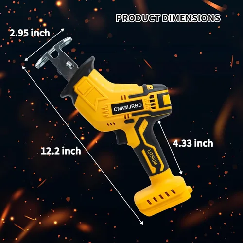 Vista 2 de Sierra de vaivén inalámbrica Compatible con batería Dewalt 20V Max (SIN batería), sierra recíproca potente, velocidad variable 0-3000 SPM, cambio
