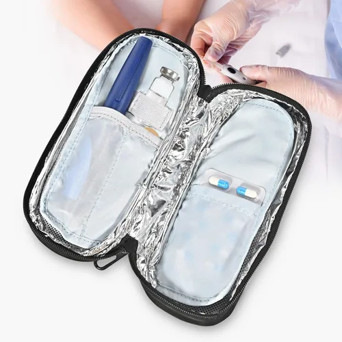Vista 4 de Olaismln Estuche de viaje enfriador de insulina, bolsa de viaje para diabéticos para bolígrafos de insulina, pequeña funda de transporte