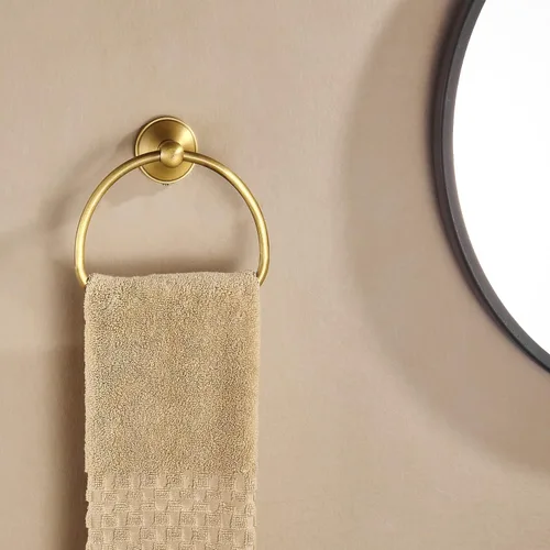 Vista 3 de WOLIBEER Toallero de latón, antiguo soporte para toallas de mano, soporte redondo para toallas de baño, accesorios de cocina retro montados