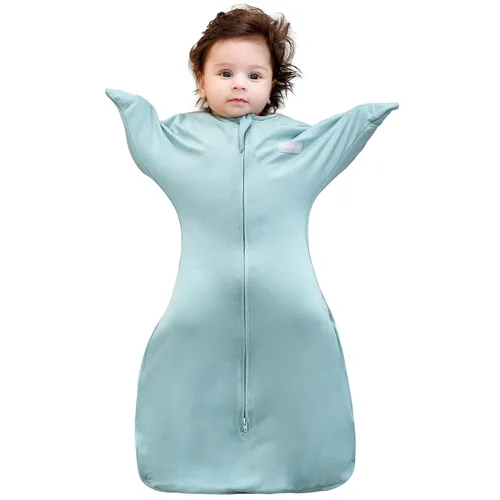 Vista 18 de PuppyPaws - Saco de dormir para bebé, 1.5 TOG, envolvente de transición con mangas largas con brazos hacia arriba y puños de manoplas, saco de Verde