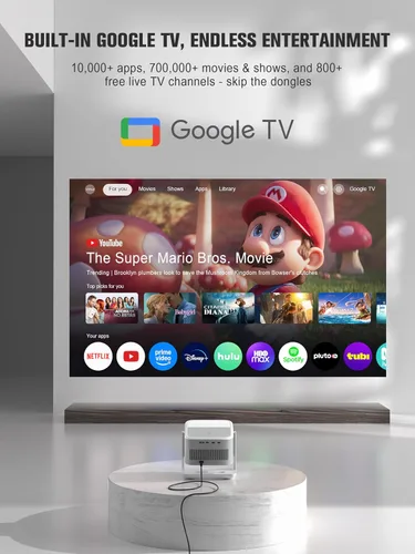 Vista 3 de 【Google TV con Licencia Oficial】Proyector Inteligente 4K con WiFi y Bluetooth, Proyectores para Exteriores VOPLLS con Dolby