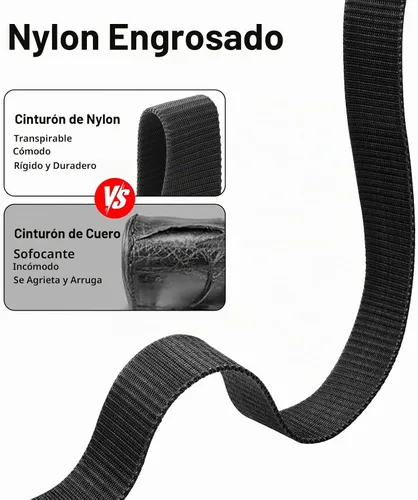 Vista 6 de Cinturón táctico con hebilla de liberación rápida de alta resistencia para hombre de 1.5 pulgadas, cinturón de trabajo de nailon Negro