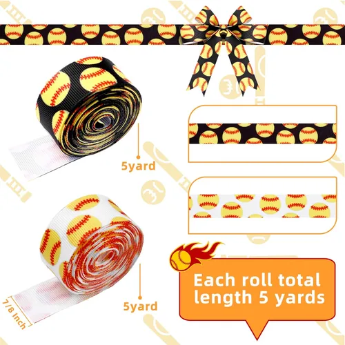 Vista 2 de 2 rollos de cinta de baloncesto de 10 yardas de 7/8 pulgadas de ancho para manualidades, baloncesto, softbol, grogrén para arcos de alegría