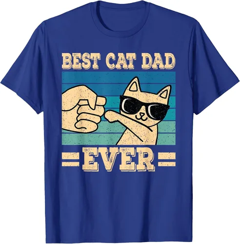 Vista 38 de Best Cat Dad Ever Vintage Funny Cat Lover Retro Men T-Shirt Asphalt Grey