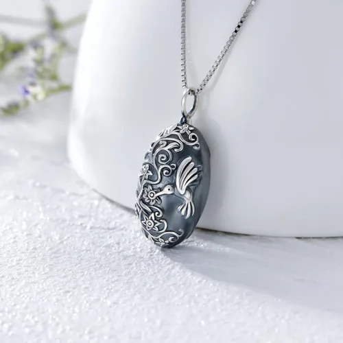 Vista 5 de TOUPOP Urn Necklace for Ashes for WomenMen 925 Sterling Silver Oval Cremation Jewelry for Ashes wFunnel Filler Keepsake Pendant Neccklace