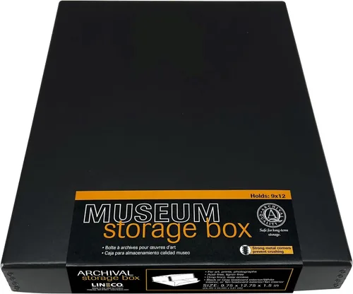 Vista 42 de Lineco Museum - Caja de almacenamiento archivado, 8.75x10.75x1.5 pulgadas. Diseño frontal abatible. Sin ácidos con borde de metal. Organiza fotos