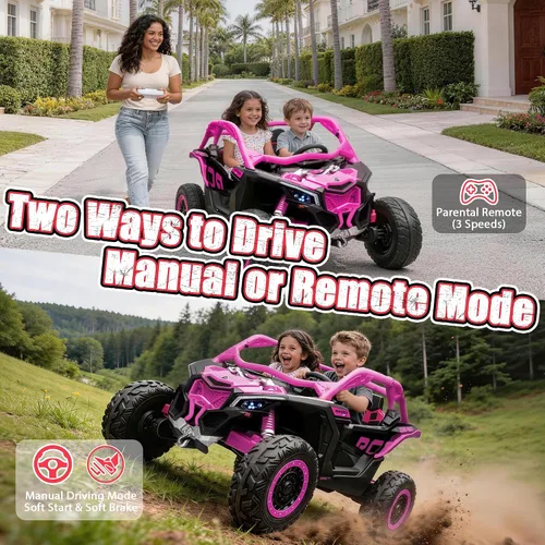 Vista 3 de 24V CAN-AM Maverick X3 con licencia de 2 plazas para niños UTV Rosa intenso