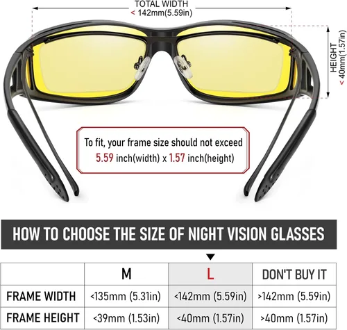 Vista 81 de Night Vision Driving Glasses for Men & Women - Polarized Anti Glare Fit Overs with Wrap-Around HD Yellow Lens