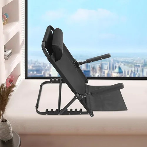Vista 4 de Respaldo de cama de elevación ajustable con reposabrazos, gran cama plegable para sentarse, soporte de respaldo portátil multifunción con almohada