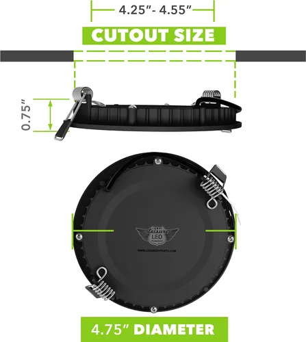Vista 5 de Paquete de 5 luces de techo empotrables para barco RV de 480 lúmenes, luz LED súper delgada, panel de luz DC 12 V 4.75 pulgadas, 6 W, Downlights