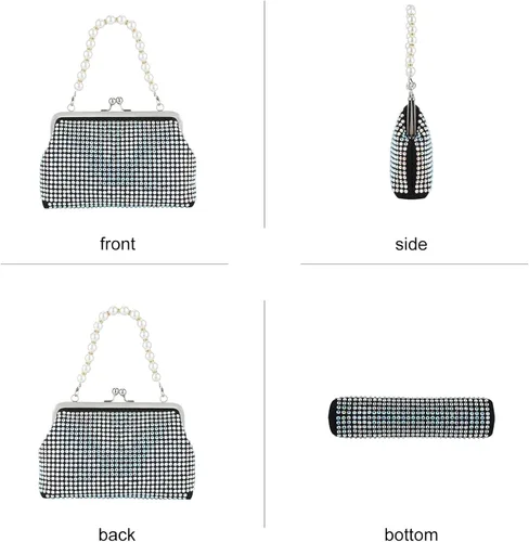 Vista 4 de Evevictor Bling Clutch Purse for Women, Rhinestone Crossbody Handbag, Shiny Evening Bags, Fashion Money Handbag