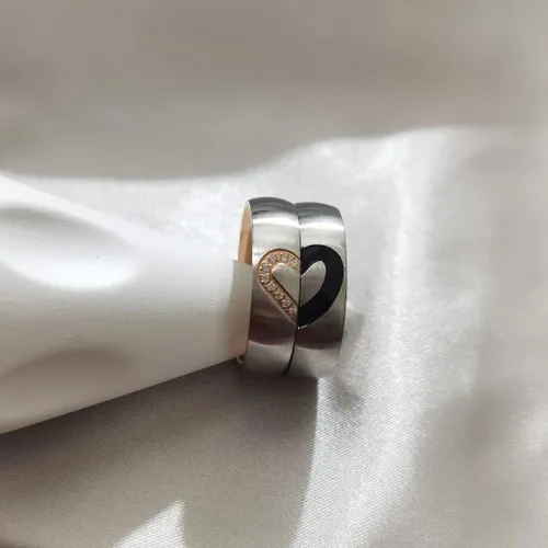 Vista 5 de Anillos de corazón para él y ella a juego para parejas, parejas, parejas, parejas, juego de anillos de amor para mujeres, hombres, mujeres, hombres