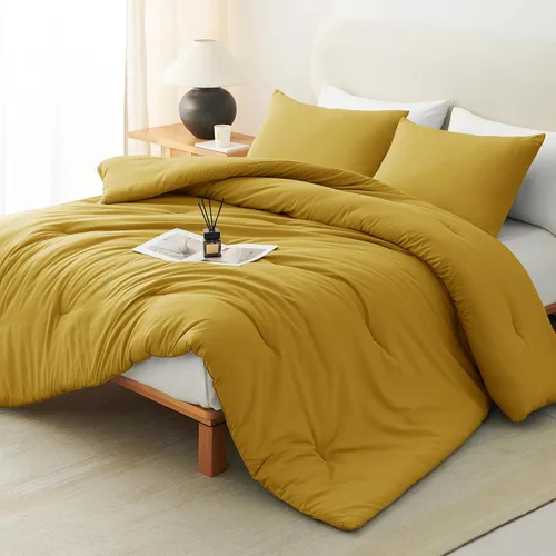 Vista 46 de CozyLux - Juego de edredón beige tamaño individual/individual XL, 2 piezas de juego de cama extra largo sólido transpirable acolchado, juego de cama