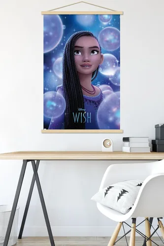 Vista 5 de Trends International Disney Wish Asha - Póster de pared de una hoja, 22.37 x 34.00 pulgadas, paquete de impresión premium y colgador de madera