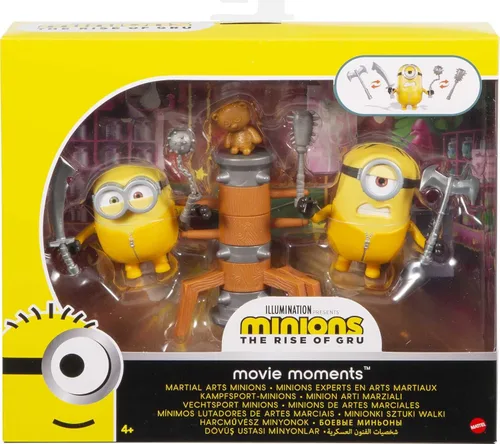 Vista 6 de Minions: The Rise of Gru Movie Moments Martial Arts Minions: Figura de acción de aproximadamente 4 pulgadas, juguete interactivo con articulación