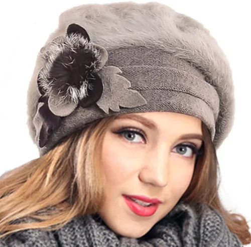 Vista 48 de VECRY - Gorro 100% de lana para mujer, boina de fieltro tipo campana, gorro de vestir para invierno