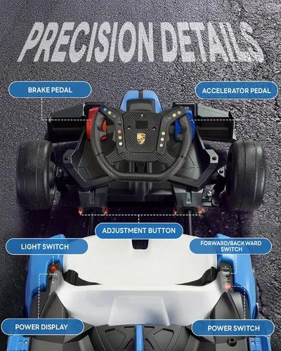 Vista 6 de Go Kart eléctrico de 24 V para niños, con licencia Porsche Drift Azul