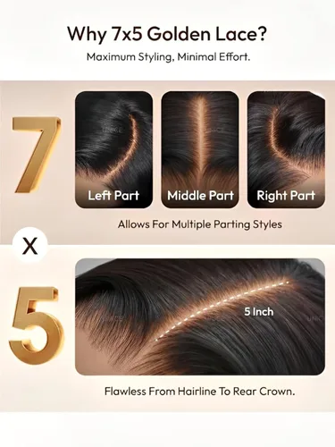 Vista 6 de UNICE Peluca de Cabello Humano Black Cherry Loose Wave Bye Bye Knots con Encaje Frontal de 7x5 con Cordón, con Flequillo Enmarcador del Rostro, Pre