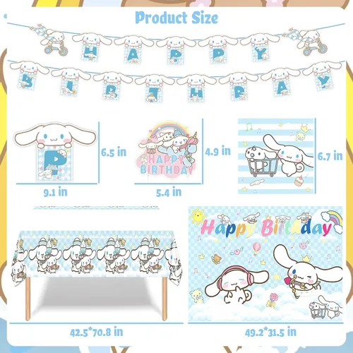 Vista 3 de Decoraciones de cumpleaños, bonitos suministros de fiesta que incluyen pancarta de feliz cumpleaños, remolinos colgantes, telón de fondo, mantel