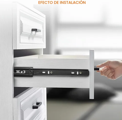 Vista 6 de 3 pares de correderas de cajón de 10 pulgadas, rodamiento de bolas de extensión completa resistente, rieles de cajón de montaje lateral, correderas