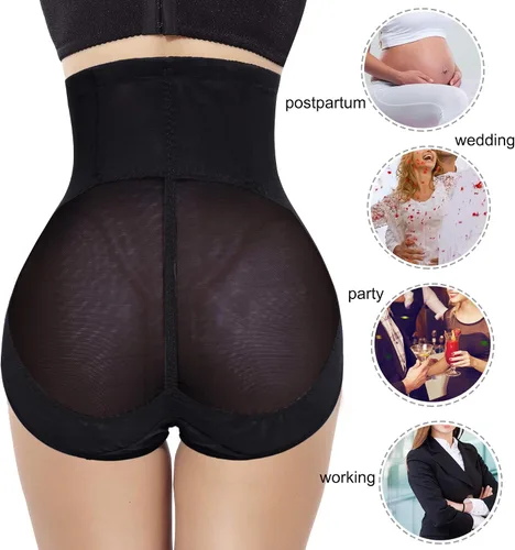 Vista 4 de Nebility Fajas moldeadoras para mujer de cintura alta con control de abdomen doble para entrenamiento de cintura