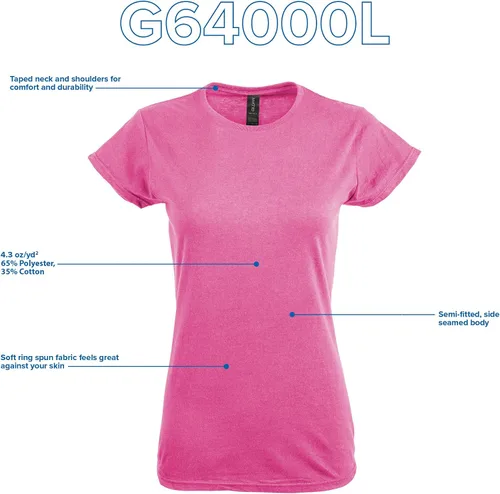 Vista 4 de Gildan Camiseta de algodón Softstyle para mujer, estilo G64000l, paquete múltiple