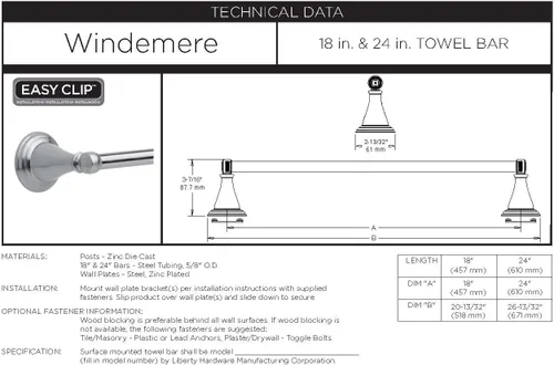 Vista 2 de Toallero de 18 pulgadas Delta Faucet Windemere, 79624-SS