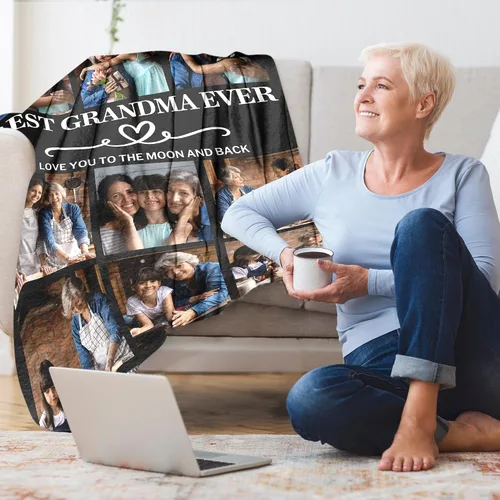 Vista 5 de Regalos para abuela, manta para el día de la madre, regalo para la abuela de parte de nietos, manta de fotos personalizada, mantas personalizadas