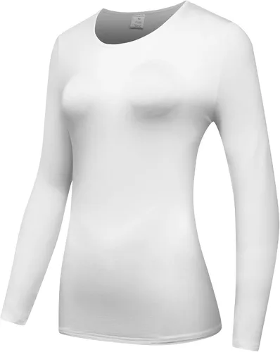 Vista 2 de OThread & Co. Camiseta de manga larga para mujer, cómoda camiseta básica elástica