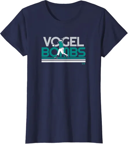 Vista 3 de Dan Vogelbach - Vogel Bombs - Camiseta de béisbol de Seattle, Azul / Patchwork, S