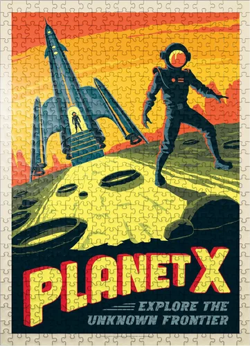 Vista 8 de MyPuzzle Planet X, póster vintage, rompecabezas prémium de 100 piezas para adultos