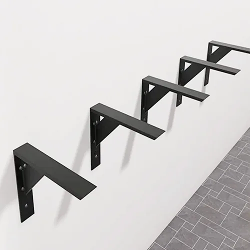 Vista 7 de Soportes de estante resistentes, paquete de 2 soportes de estante de 12 x 10 x 2.5 pulgadas, acero negro de 3/8 pulgadas de grosor, soporte en L